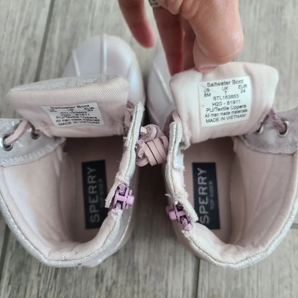 Sperry Saltwater duck boots blush pink little girls 8M